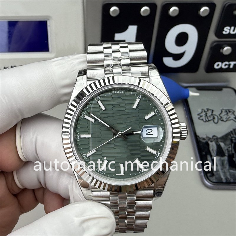 Mens Watch 41mm Automatic Mechanical Jubilee Strap BP Factory Mint Green / Gold / Black Wimbledon Sapphire Glass BPF Silver 126334 High-Quality Man