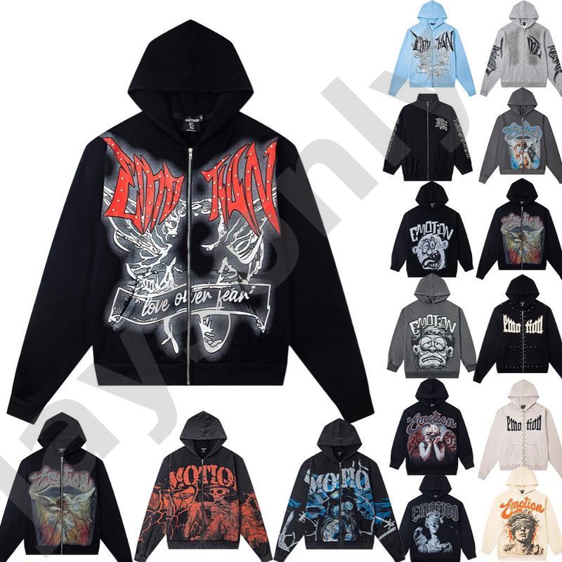 Mixed Emotion Streetwear Sweat à capuche imprimé graphique pour hommes et femmes en coton coupe ample à manches longues pull sweat-12 Hip Hop déc