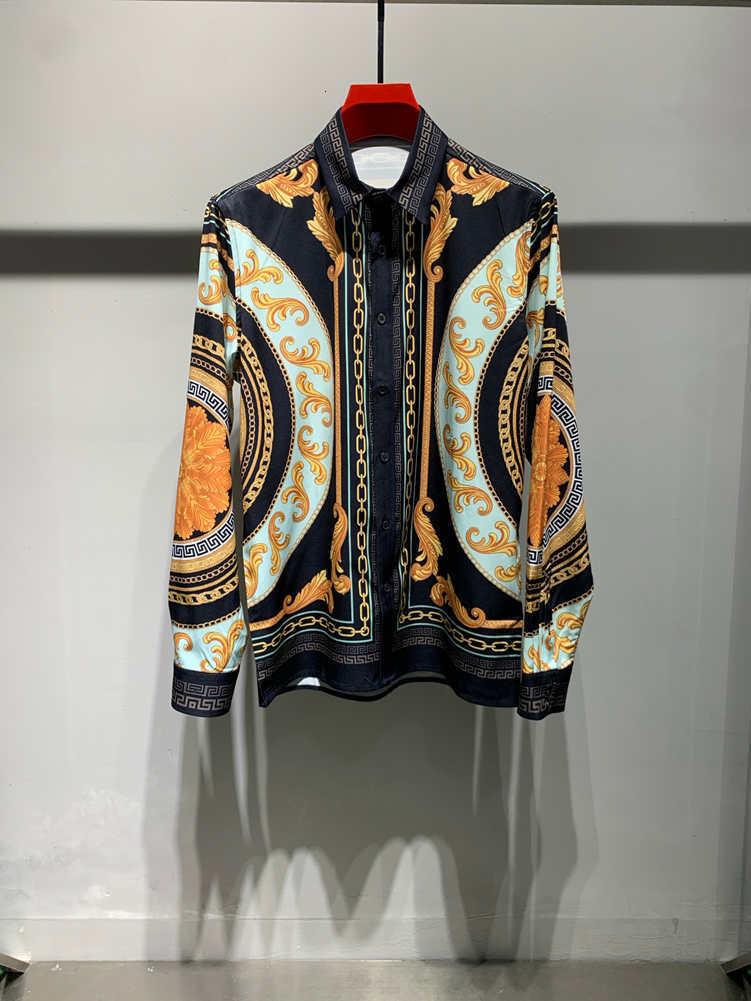 Zakelijk luxe designer denim overhemd met lange mouwen en merkprint, met knoopsluiting voor heren, maat S-2XL