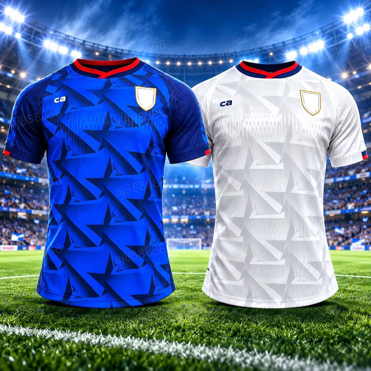 2026 Maillot de football du Cap-Vert 26 27 Maillot domicile Maillot extérieur Bleu Blanc Maillot de football Hommes Femmes Enfants T-shirt à manc
