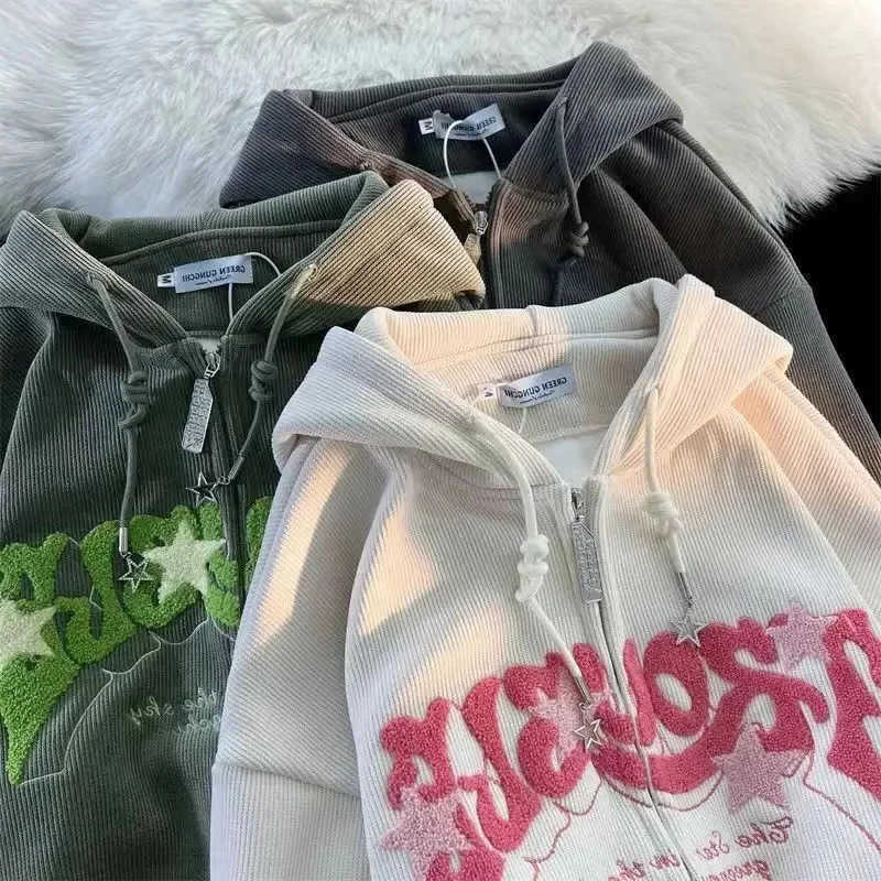 Letter Women Printed Hoodies Autumn Zip Up Hooded Sweatshirts Long Slve Jacket Clothes250120 S261012QG92