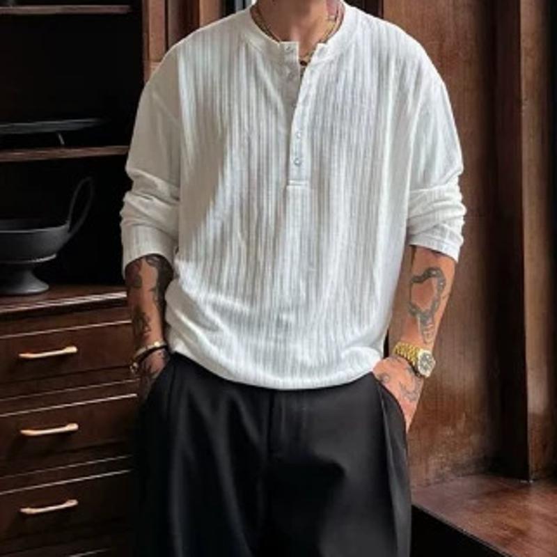 Designer Shirt Long Sleeve Solid Color Loose Casual Breathable Spring Autumn Basic Tee Top Unisex Wrinkle Free Streetwear
