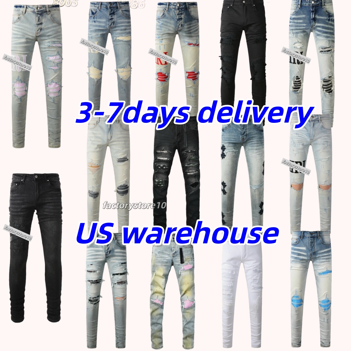 Unisex Handmade Distressed Ripped Jeans High Quality Stretch Cotton Skinny Slim Denim Pants Streetwear Trousers for Men Women