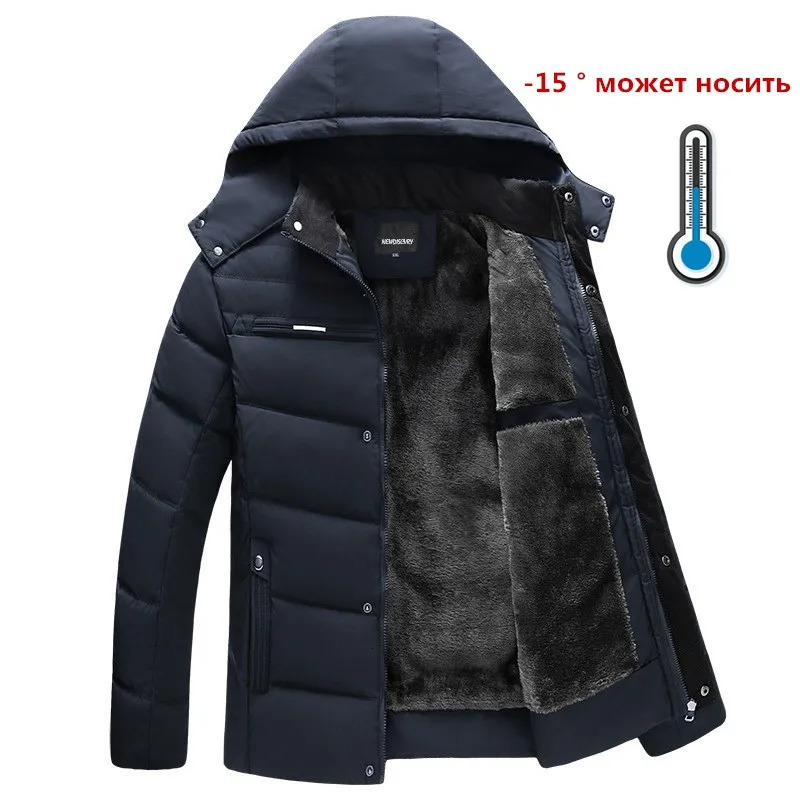 Winter Jacket Men -15 Degree Thicken Warm Men Parkas Hooded Fleece Man's Jackets Outwear Cotton Coat Parka Jaqueta Masculina 261010