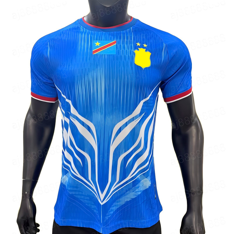 2026 DR Congo Jersey 26 27 Home Jersey Blue Soccer Jersey National Team Football Shirt Men Women Kids Quick Dry Breathable Training Fan Uniform
