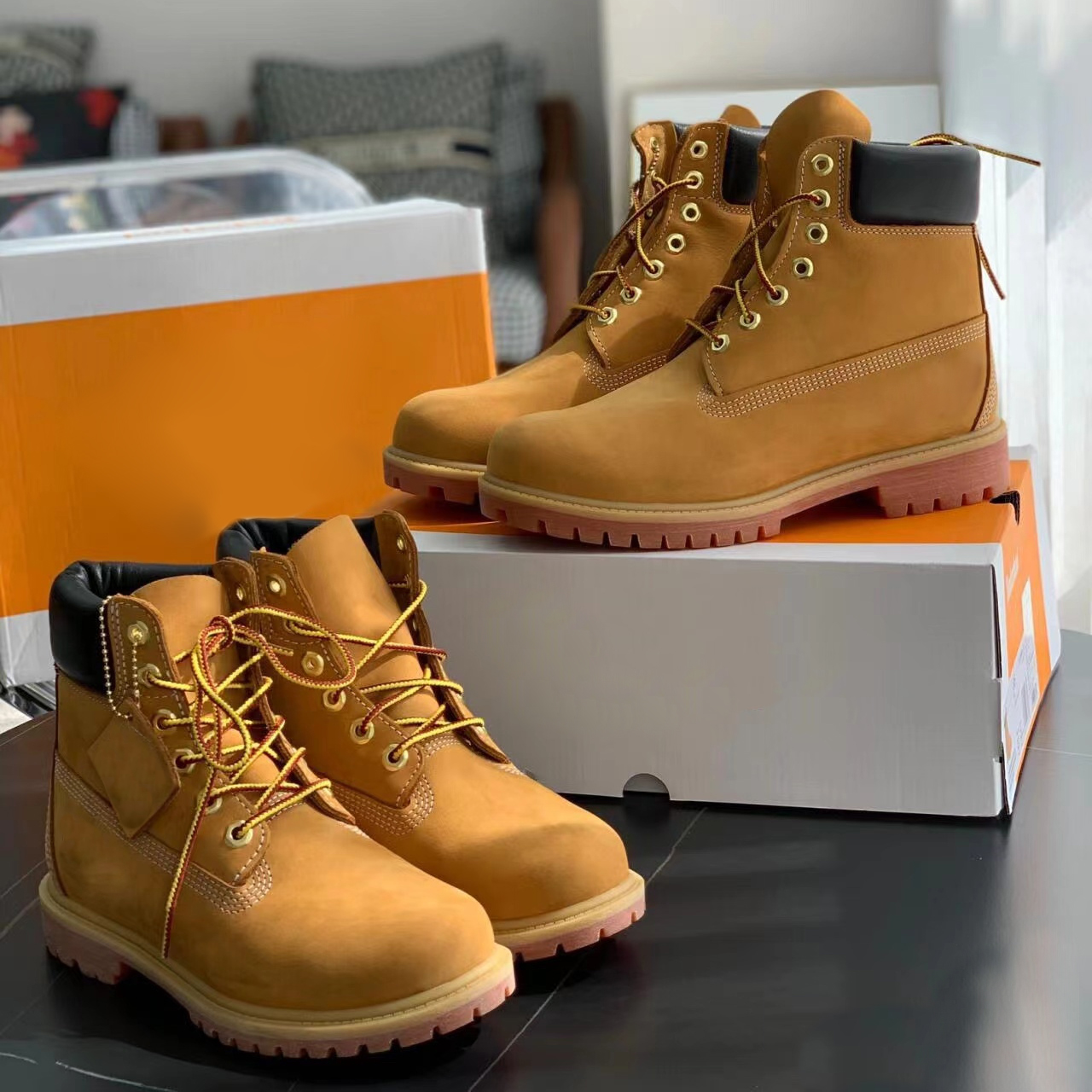 Designer ankle boots Women luxury yellow Tims boot platform leather booties Men winter suede boots botte sneakers over the knee snow high boot top s