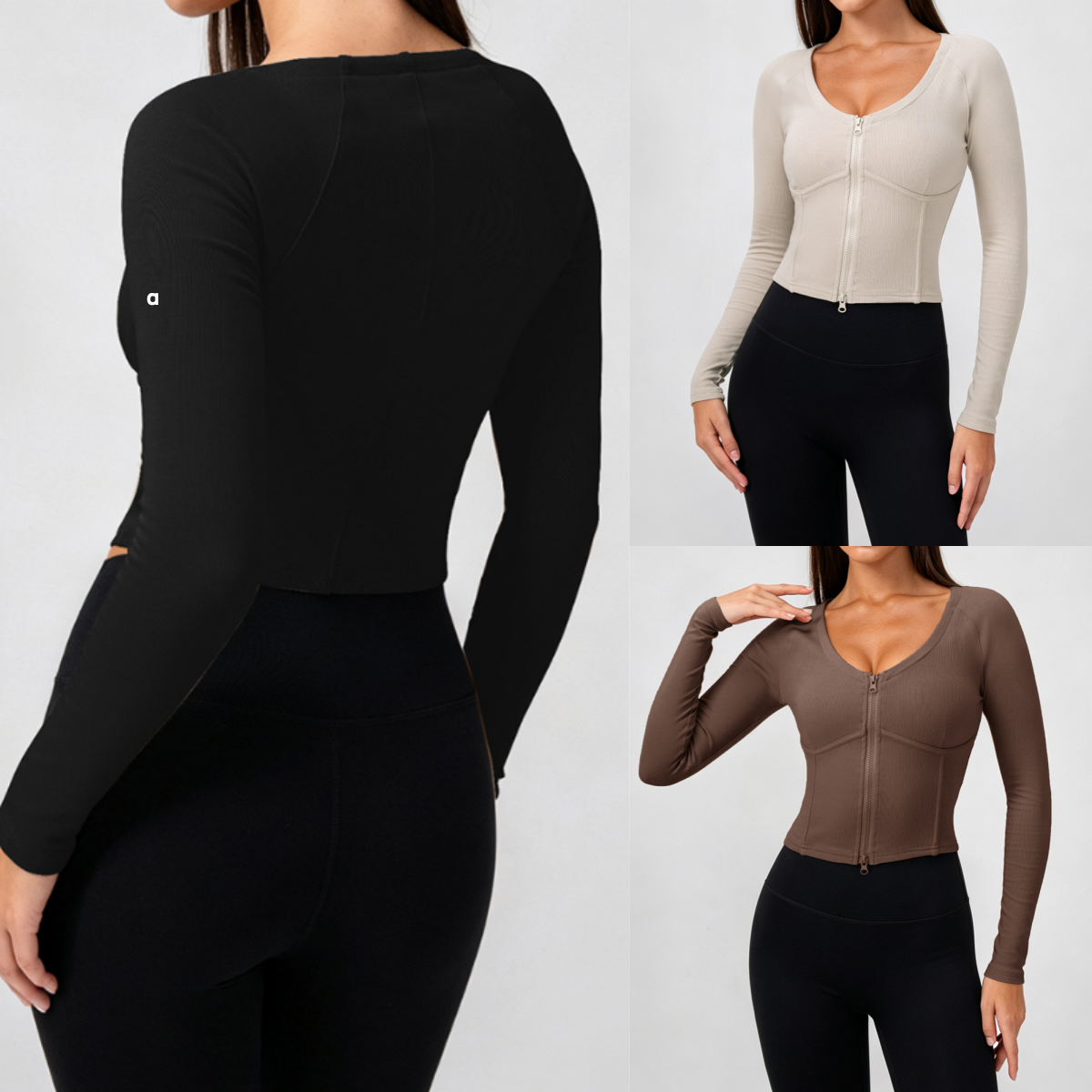 Haut de sport doublé polaire, motif à chevrons, amincissant, col en U, fermeture éclair, Fitness, haut de Yoga à manches longues, automne/hiver,