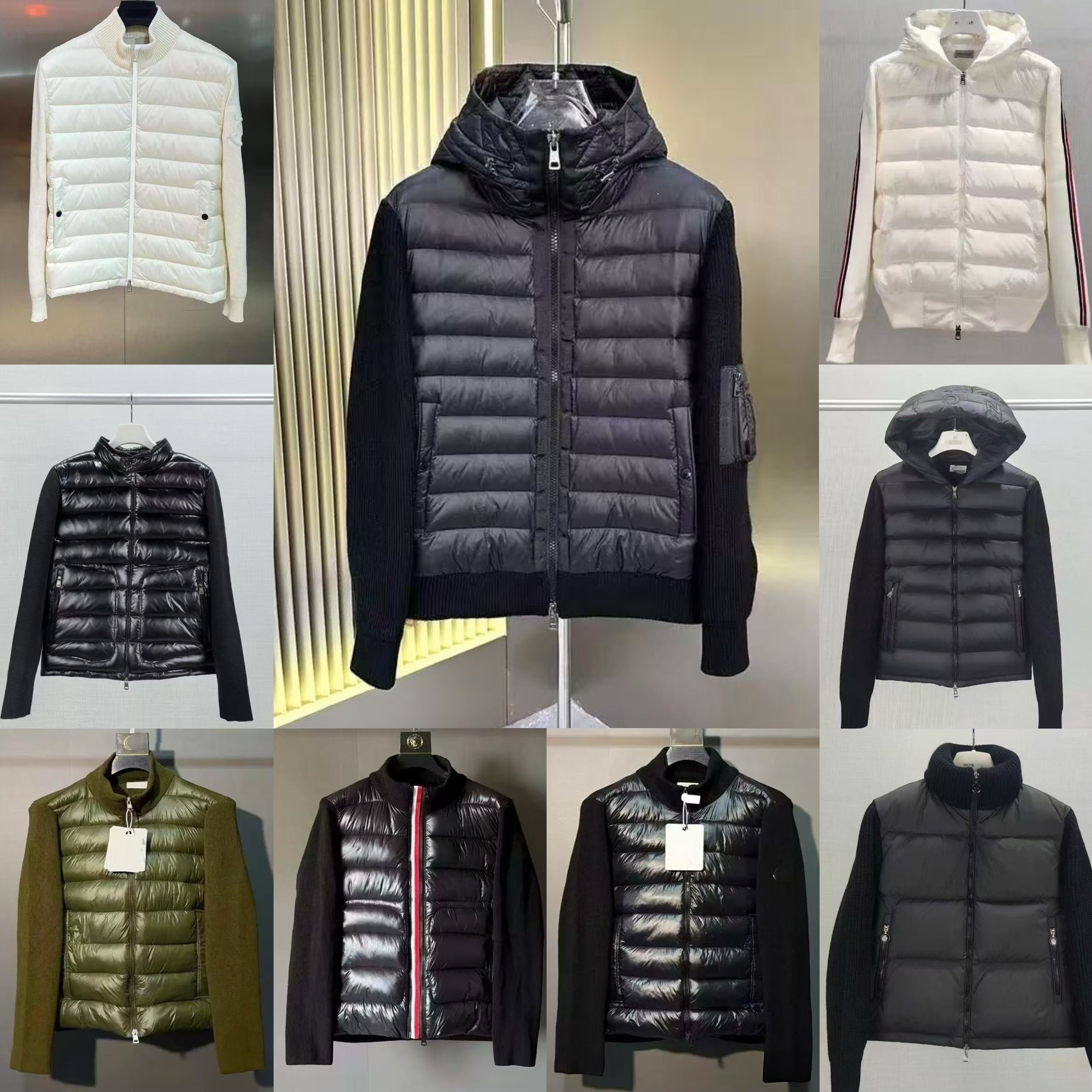 puffer jacket mens coat winter women parkas lightweight down jacket stand collar knitted splicing sweater fluffy coat high quality