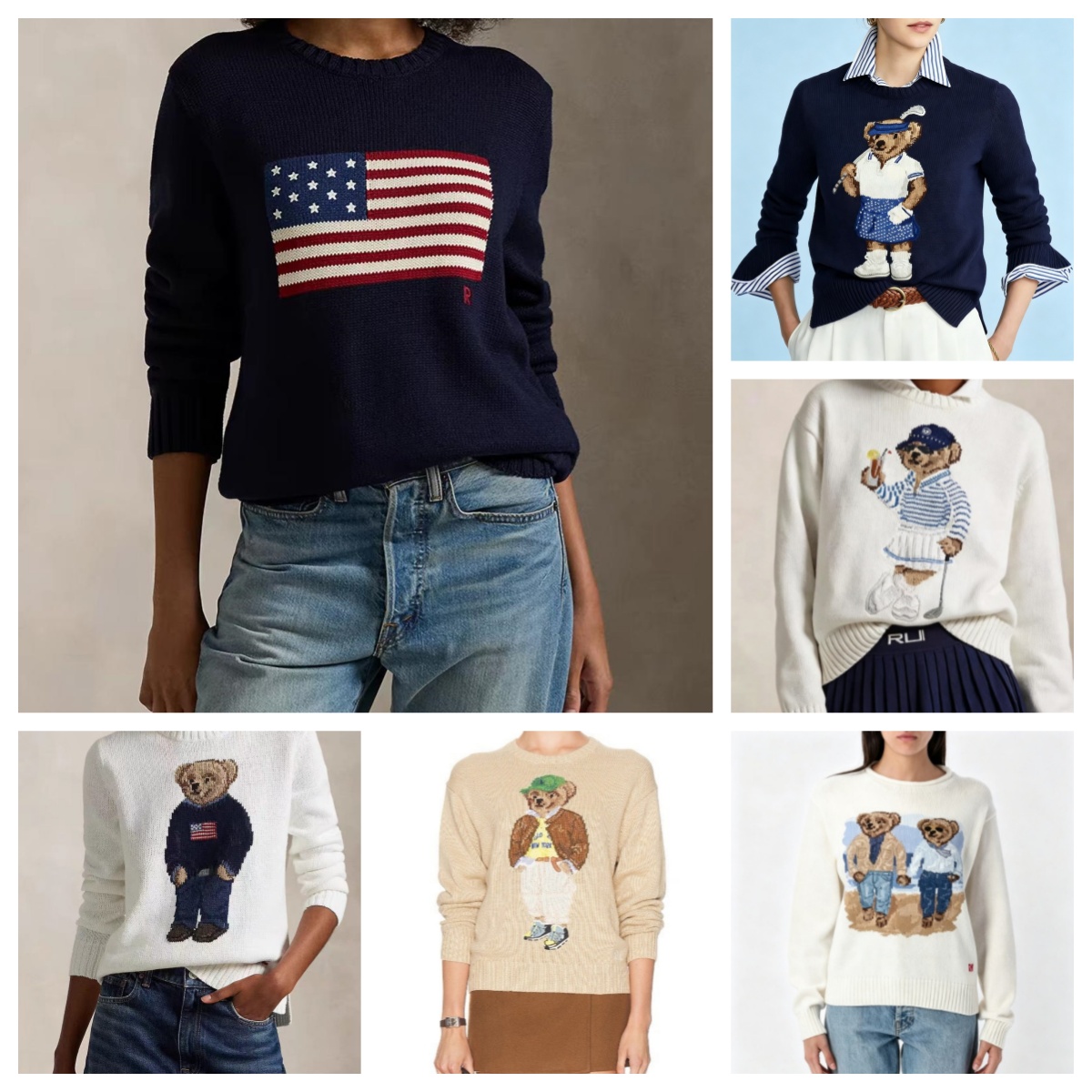 Women's Embroidery Cartoon Bear Sweater High Quality Cotton Pullover Long Sleeve Casual Knitwear for Autumn Winte