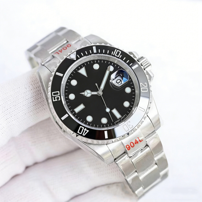 Mens Automatic Mechanical Watch - 41mm Sapphire Glass Waterproof Stainless Steel Green Black Gold Ceramic Luminous Luxury Swim Watch Stainless Steel
