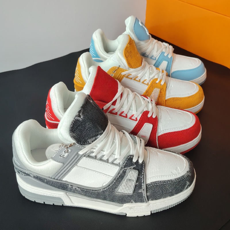 Designer Women Shoes Men Luxury Retro Trainer Sneakers 90s Skate Basketball Style Board Shoes Denim Mesh Leather White Casual Streetwear Footwear Sh