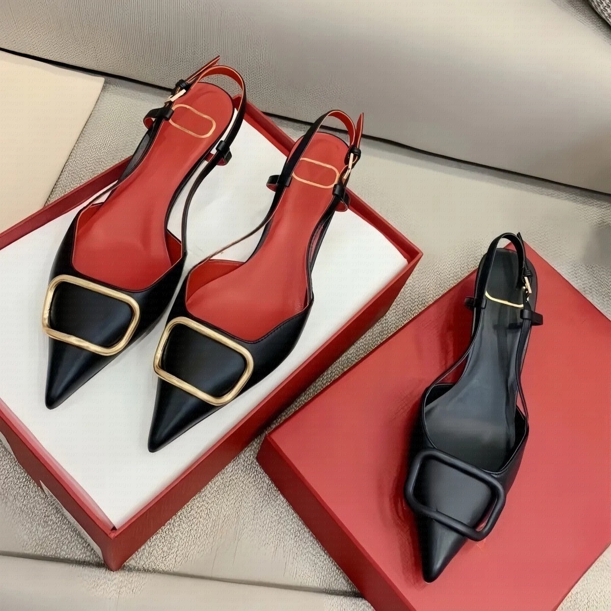 Sandals Designer Women High Heels Shoes Luxury Brand Pumps Right Letter Metal Buckle 4cm 6cm 8cm 10cm Thin Heels Pointed Toes Woman Dress Wedding Sh