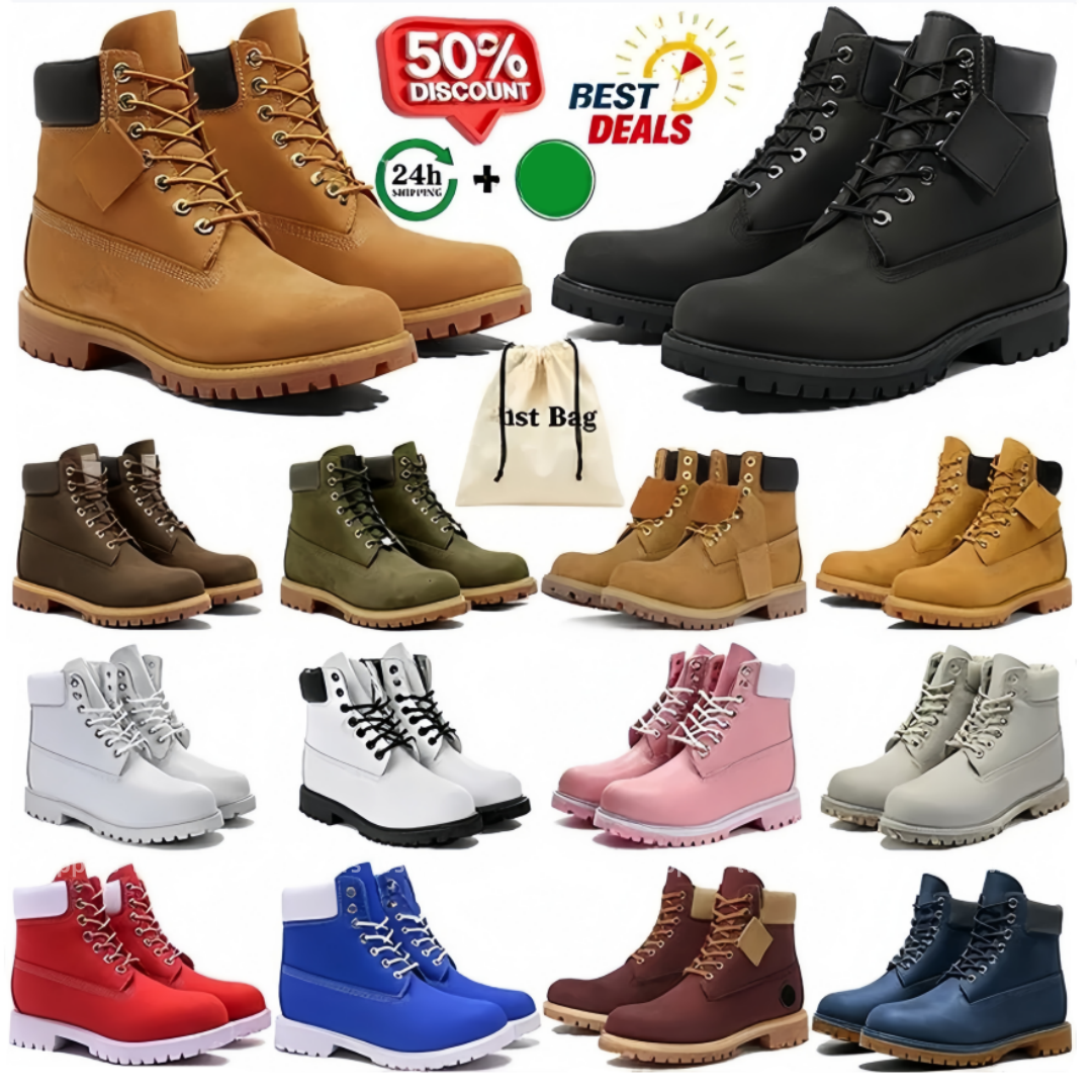 Designer ankle boots Women luxury yellow Tims boot platform leather booties Men winter suede boots botte sneakers over the knee snow high boot top s