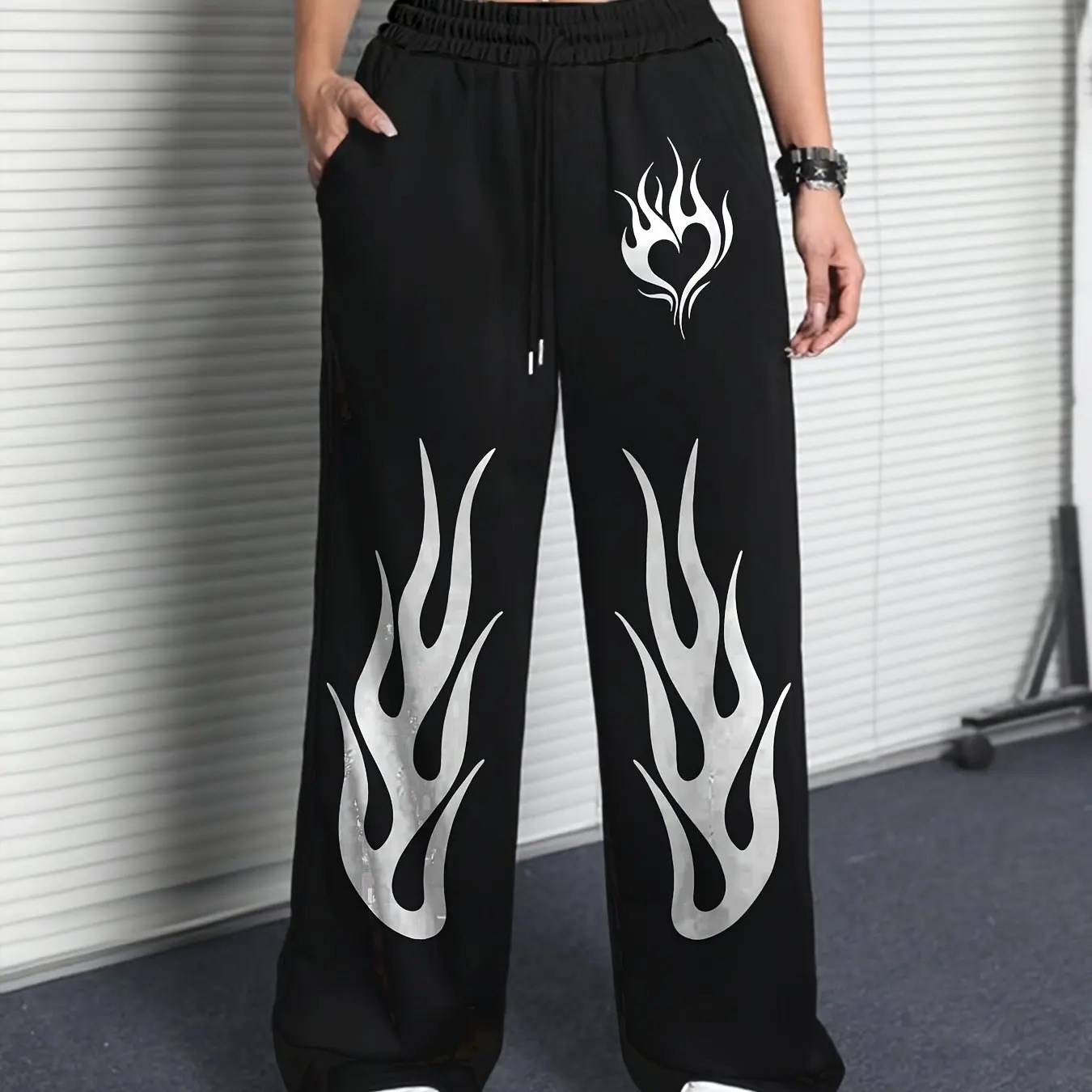 Men's Pants Gothic Print Elastic Waist Sweatpants Stretchy Casual Street Style Retro Straight Leg Men