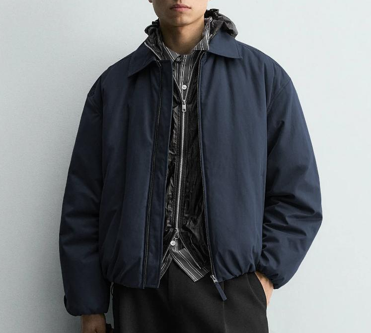 Men's Boxy Fit Quilted Padded Jacket Thick Warm Winter Zip Up Loose Casual Coat Lapel Collar With Pockets Solid Color