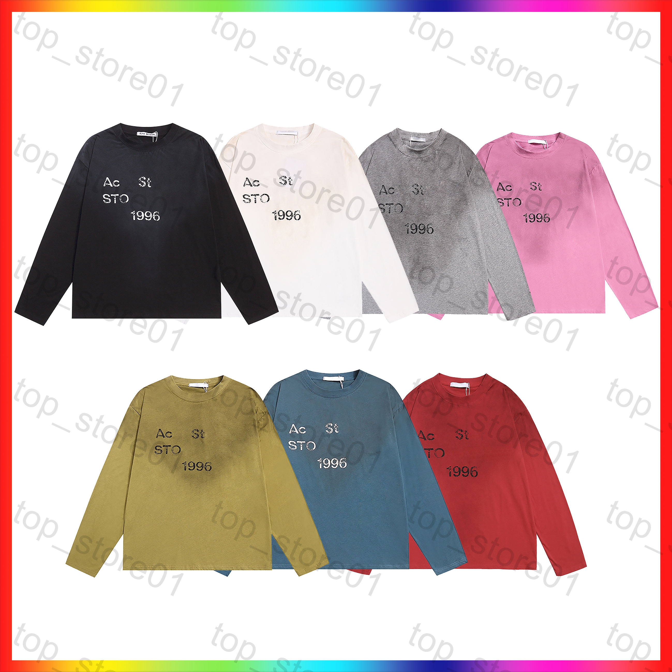 5A Designer Mens T shirt Summer long sleeve Graphic Tee Women Oversize Hoodie Washed Tshirt 1996 Letter Print Retro Long Breathable Tee