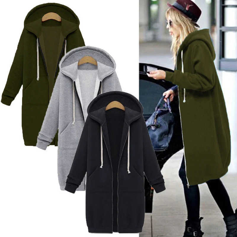 Womens 2024 Autumn Winter ThickenHoodies Parkas Hooded Jackets Pocket Maxi Size Sweatshirt Sports Dresses Outwear251120 S261012OF68