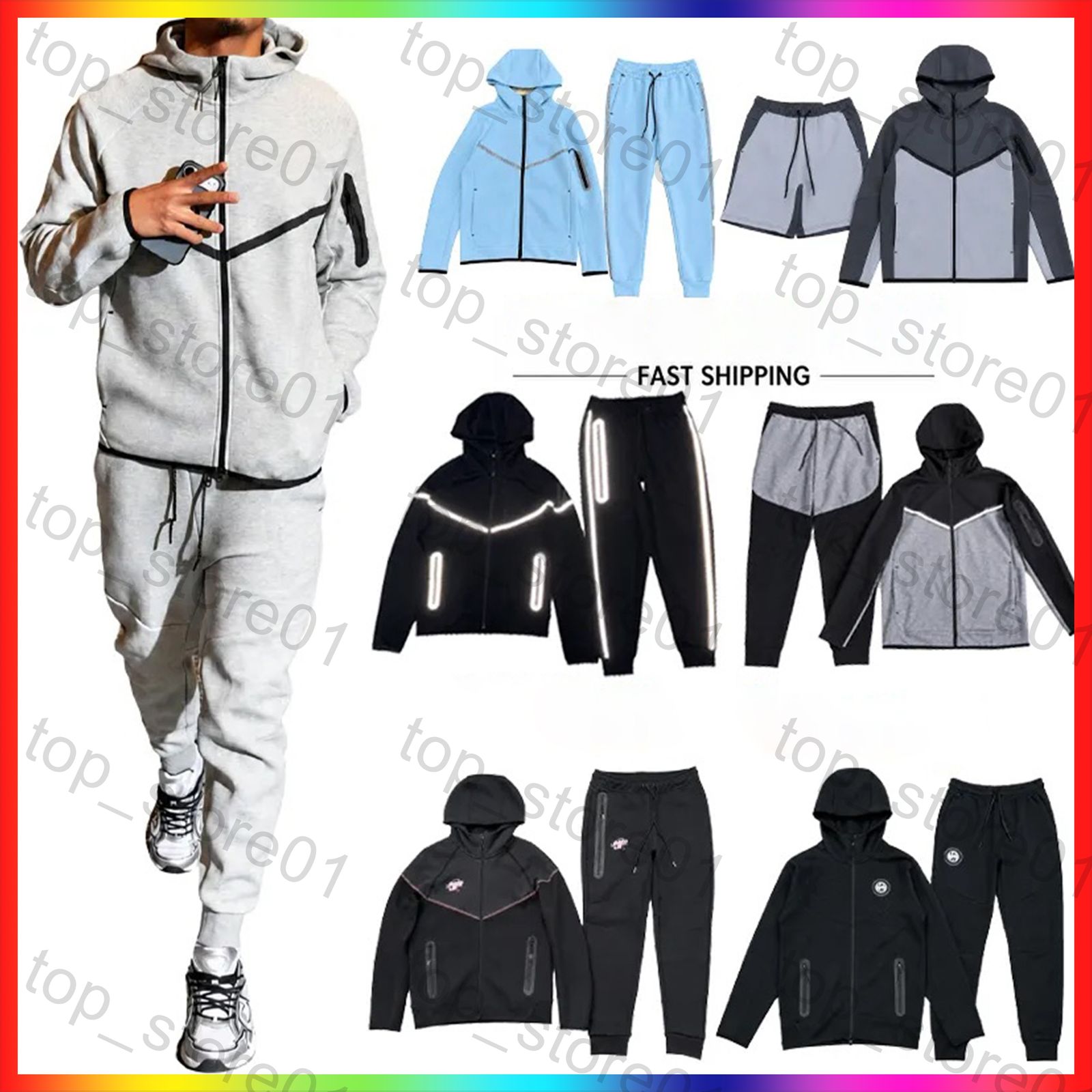 2026 Tech Fleece Tracksuit Mens Womens Full Zip Hoodie Jogger Pants 2 Piece Set Designer Sportswear Jacket Sweatpants Thick Winter Casual Running Ou