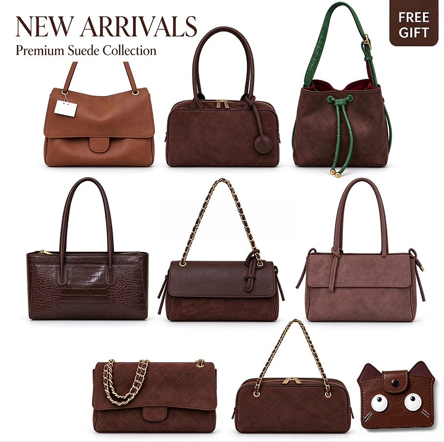 2026 New Brown Suede Leather Shoulder Bag Women Vintage Quilted Crossbody Tote Bag Gold Chain Luxury Designer Handbag Fall Winter