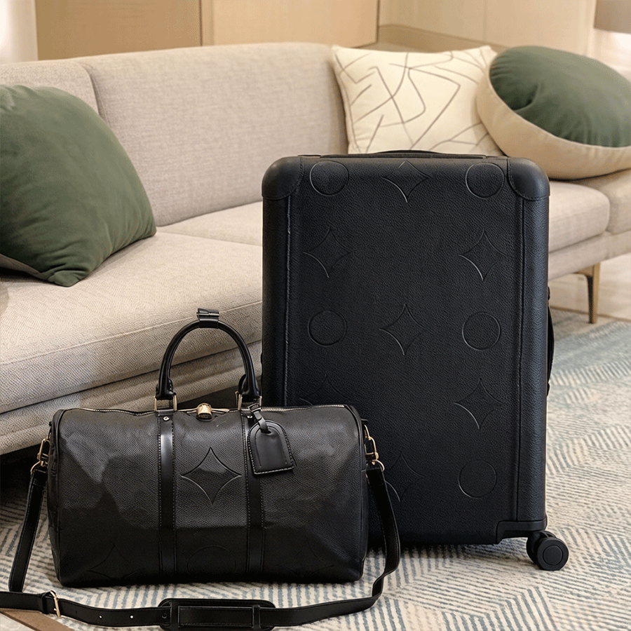 Bagagekoffer Echt leer Carry On Travel Designer-koffer voor heren Dames Tas Grote capaciteit Kofferwielen Bloemenontwerp Unisex Vrije tijd Trolley B