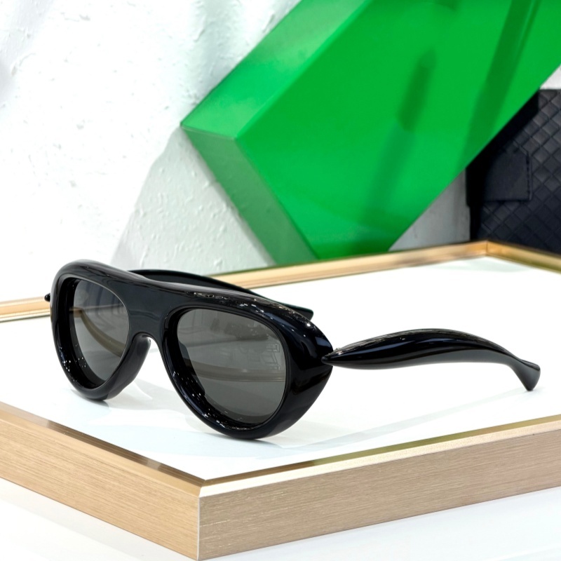 Botte~ BV1483S Oval Sunglasses Top Quality Y2K Retro Pilot Frog Glasses Thick Frame UV400 Shades For Men Women Fashion Trendy Eyewear With Original
