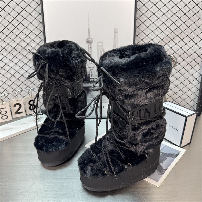 Fashion Women New Warm Snow for Women 2026 Winter New High-End Style Moon Ski High Boots