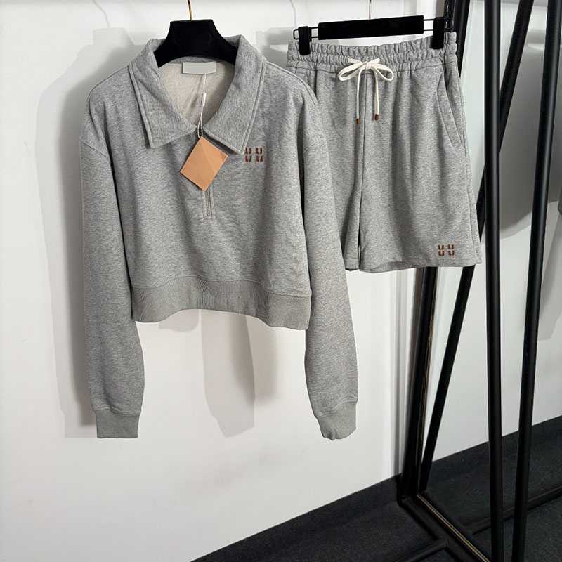 Designer Letters Gray Pullover Sweatshirt Skirt Set Luxury Women Long Sleeve Hoodies Miniskirt Autumn Spring Casual Daily Jumper Top Suit