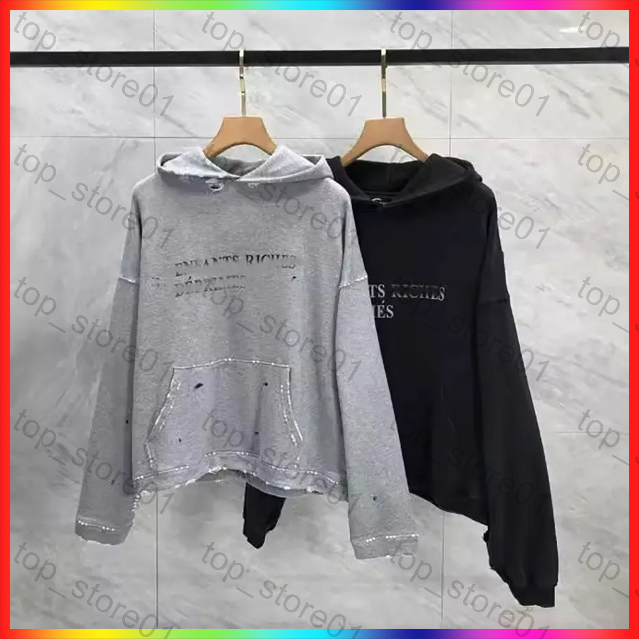 Designer Hoodie Men's erd hoodie Sweatshirt Fashion Retro Print T Shirts High Street Distressed Hole Sweatshirt Unisex Oversized Streetwear Hoo