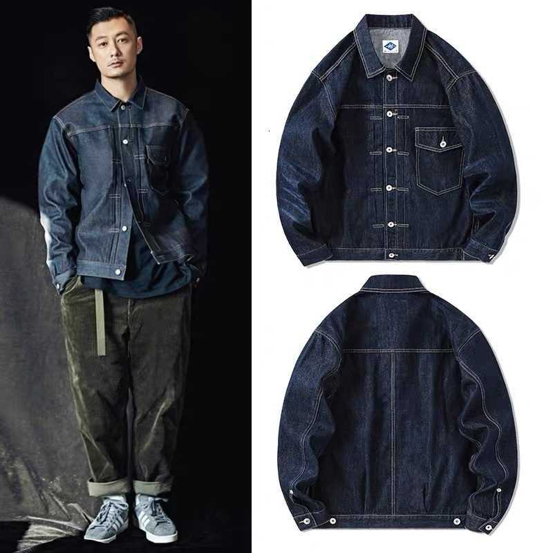 Men's Black Denim Jacket, 2025 Trendy Hong Kong Style Workwear Coat, American Vintage Outwear for Spring, Autumn & Winter L260807