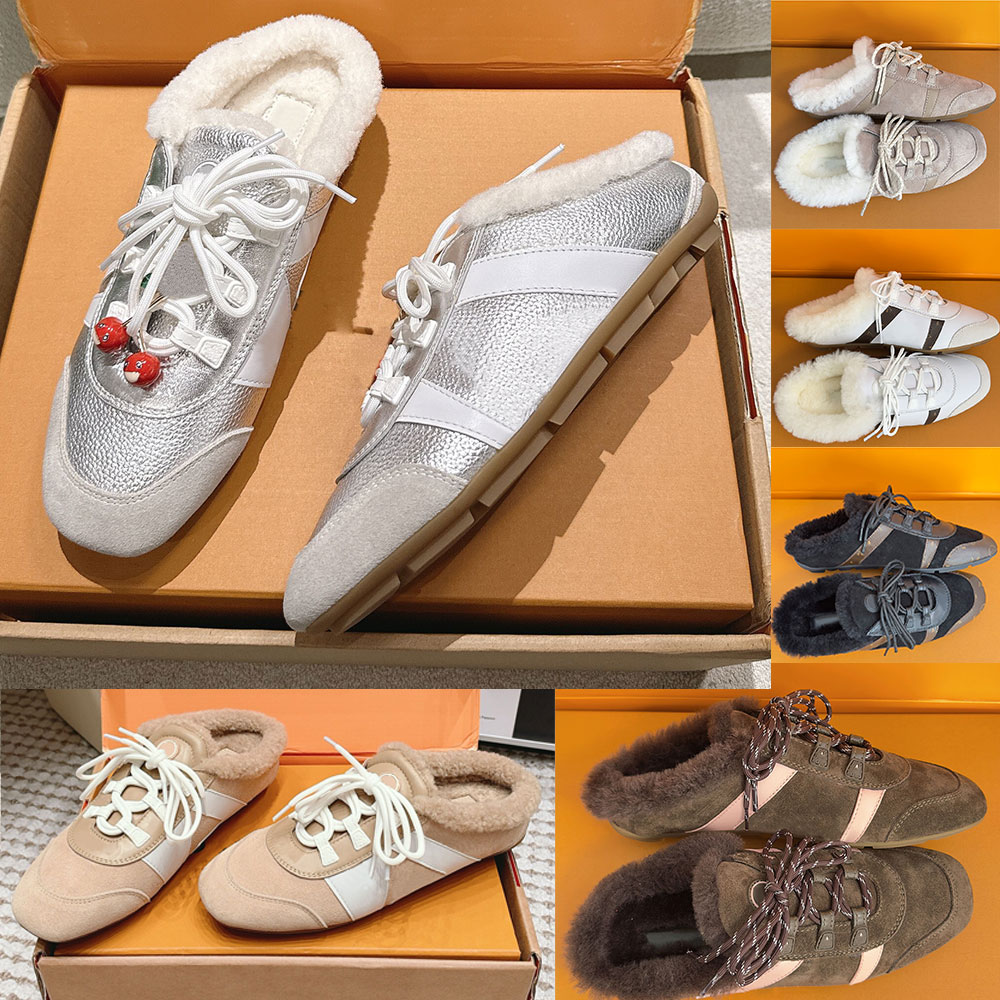 Sneakerina Open Back luxury designer womens sneakerina 1AKYL8 soft suede calf leather sneakerina comfort flat casual autumn winter sneakerina size 3