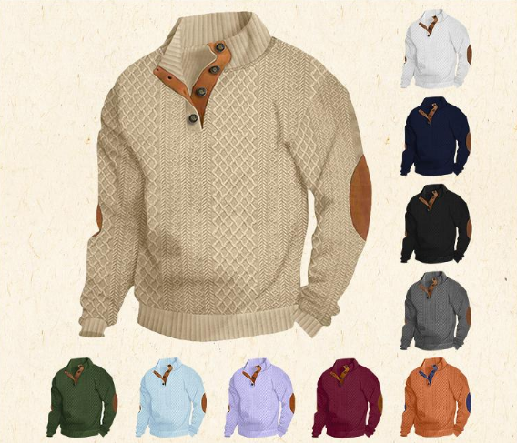 Designer Unisex Streetwear OversizedMen's Stand Collar Jacquard Knit Sweatshirt Long Sleeve Casual Outdoor Pullover Spring Autumn Slim Fit Plus