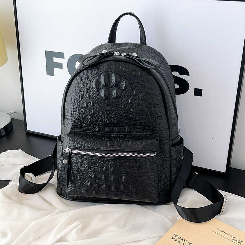 Double shoulder bag - New 2026 style for women, Korean version, versatile and large capacity backpack, simple texture, college student schoolbag, tr