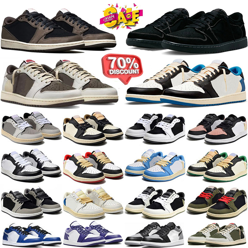 2026 Designer 1s Low Basketball Shoes Sneaker Black Dark Reverse Mocha Starfish Blue Wolf Grey Silver Bred Toe Men Women Sport Trainer 36-47
