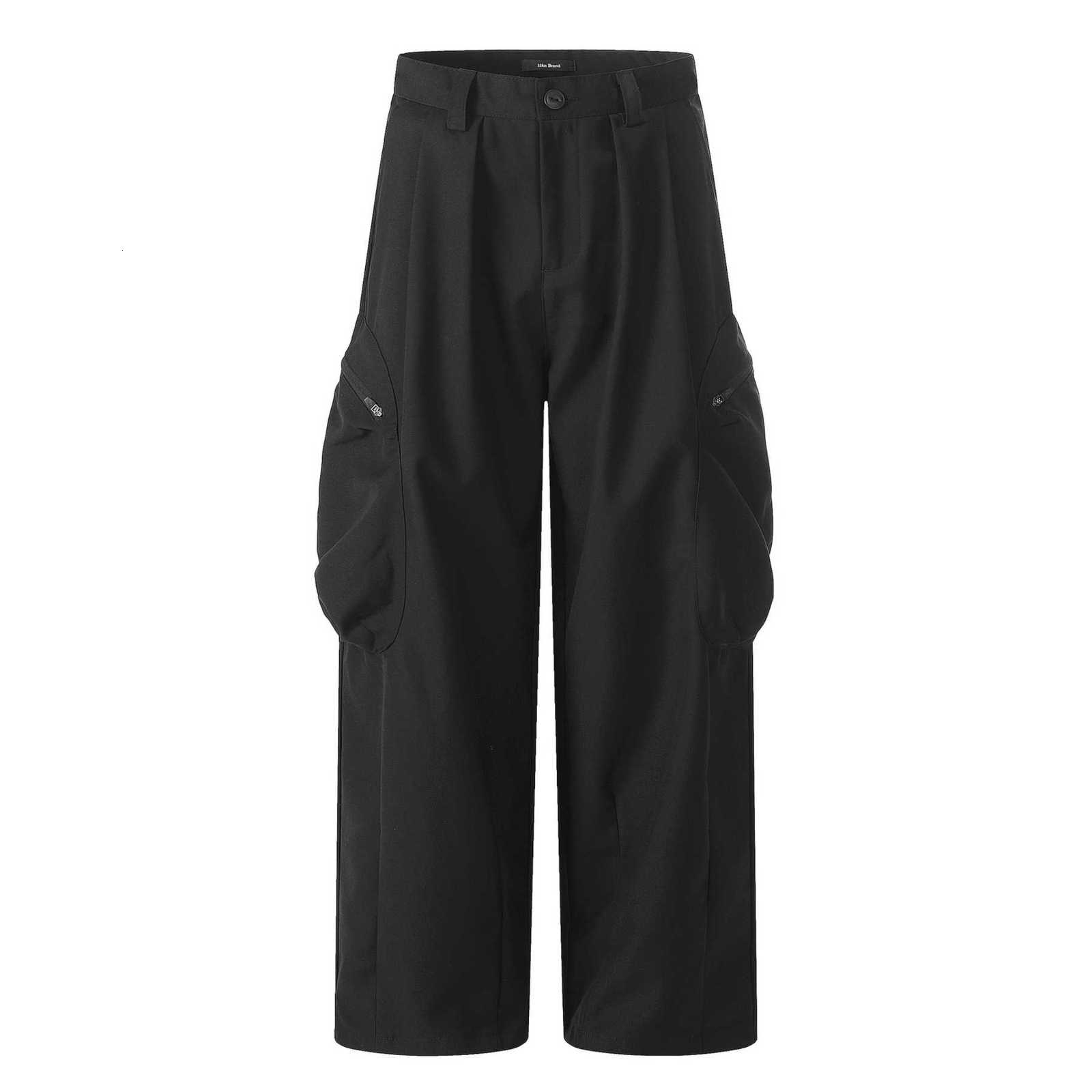 Retro werkkledingbroek voor zowel dames als heren, gewassen en verouderd met grote zakken, losse en casual, wijde broek met rechte pijpen tot op de