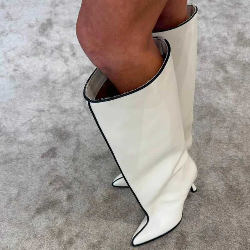 Line Patchwork Matte Leather Long Boots Sexy Pointed Toe Stiontto Customized New Arrivals Fashion Women Modern Boots