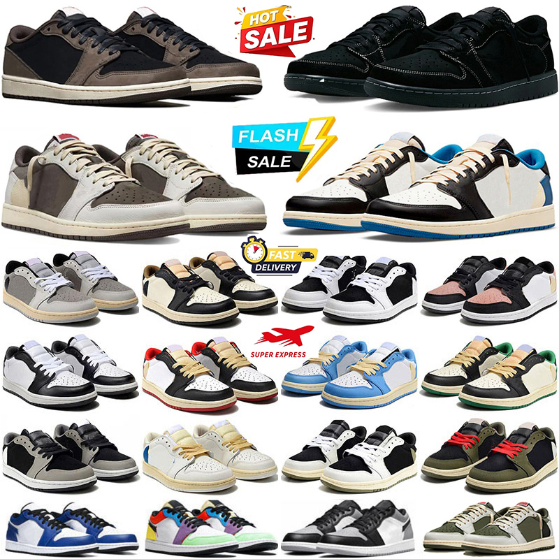 Designer 1s Low Basketball Shoes Black Phantom Sail and Ridgerock 1 Sneaker University Blue UNC Bred Toe Light Smoky Grey Shadow 2.0 Mens Women Outd