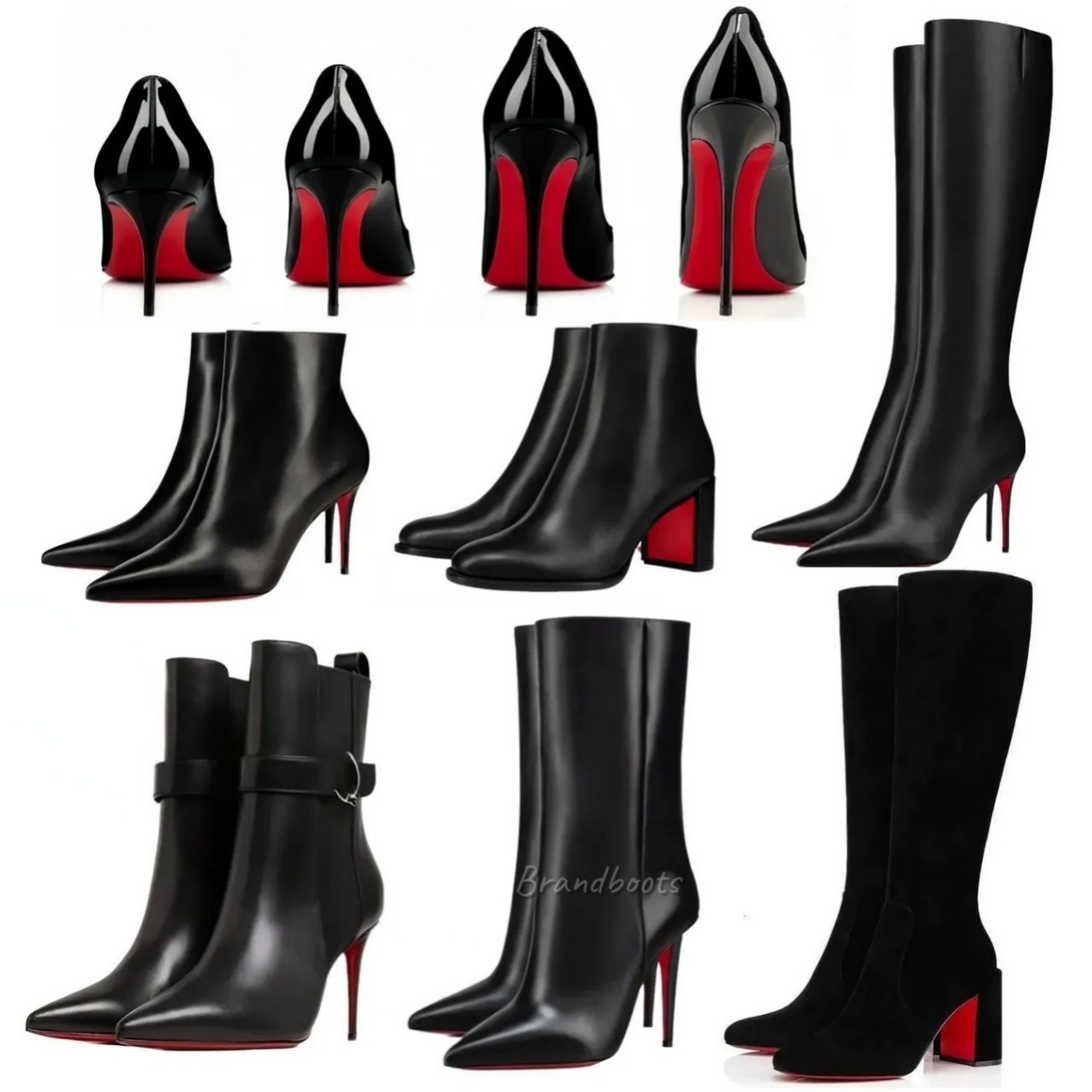 Top quality designer red boots Women High heeled suede red shiny bottom boots stiletto genuine leather ankle boots fashion woman dress shoes 35-43