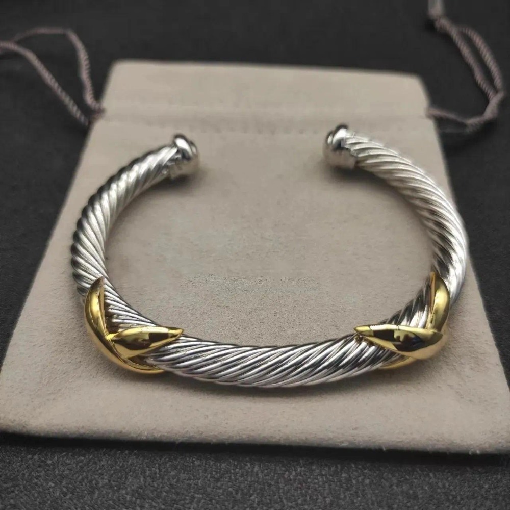 Bracelet de créateur Mode Bracelet de manchette torsadé 925 Argent Bracelet en or Bijoux de luxe Perle Femmes Hommes Bracelet de manchette Cadeau