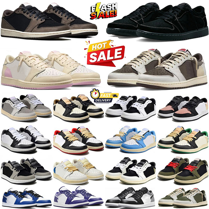Designer 1S Low Basketball Shoes 1 Sneakers Sky Pink Reverse Mocha Military Blue Golf Olive Fiber Pink Grey Green Bred Youth Men Women Sports Outdoo