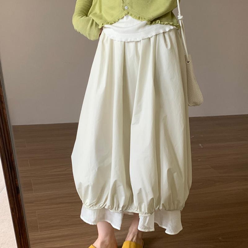 Jupe bulle d'été de styliste pour femmes, taille haute, amincissante, ligne a, Midi, bloc de couleurs, douce, décontractée