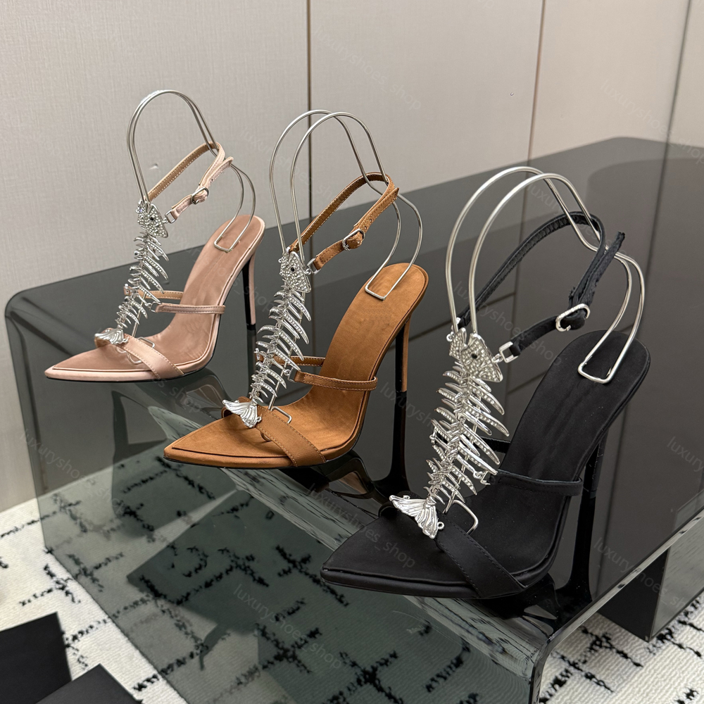 Spitze Zehen Stiletto Heels Sandalen Fishbone Strass Knöchelriemen Sandalen Slingback High Heels Party Hochzeit Frauen Luxus Designer Sandalen 35-42