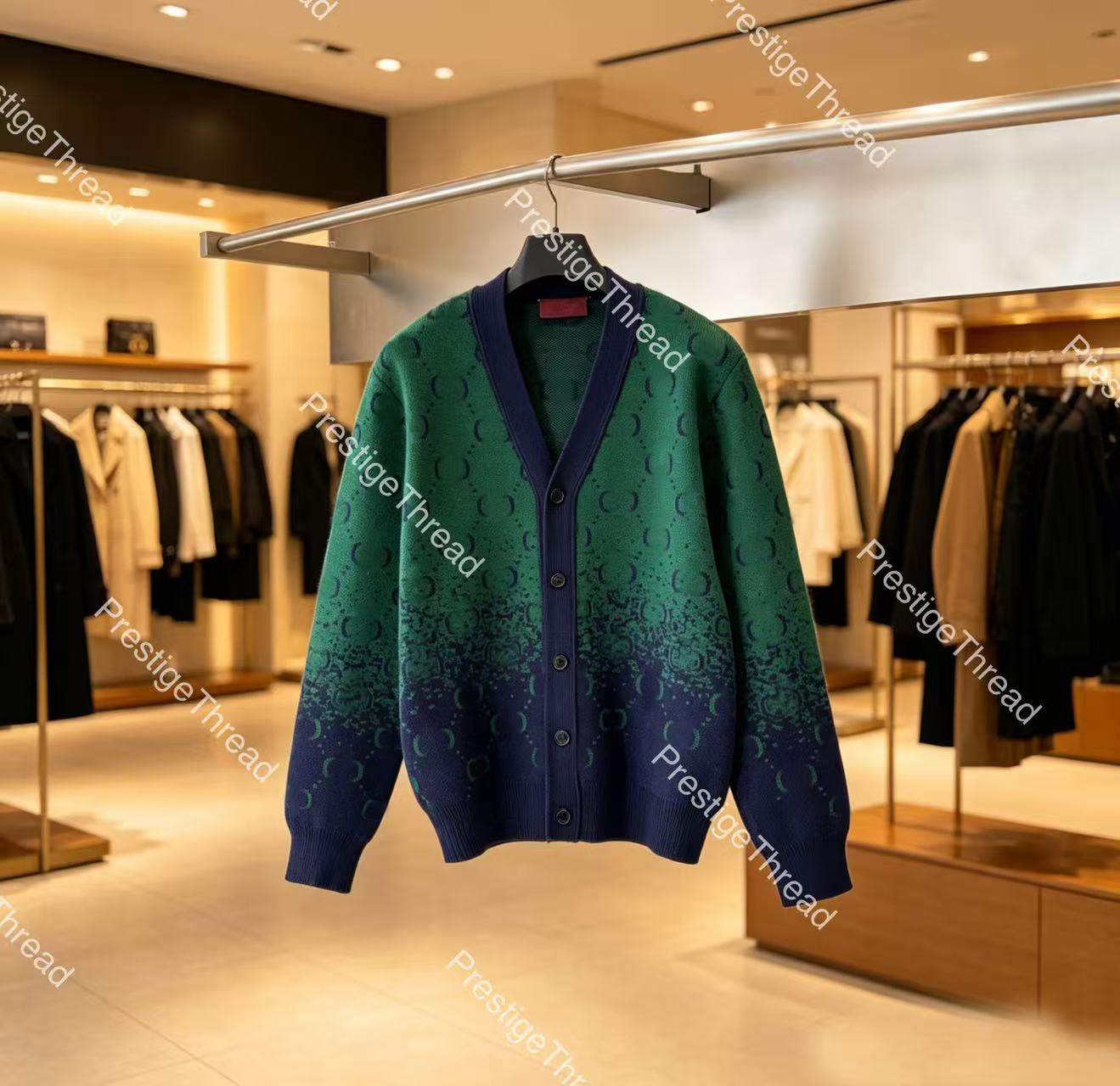 High-Quality Designer Men's Sweaters Full-Letter Monogram Gradient Cardigan Sweater Fall/Winter Men's Knit Jacket