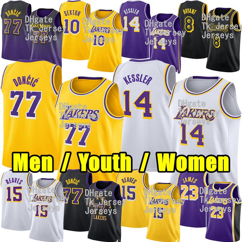 Lakerss Basketball Los Angeles Luka Doncic James Walker Kessler Austin Reaves Collin Sexton Quentin Grimes Bryant Jake LaRavia Jaden Hardy Jersey