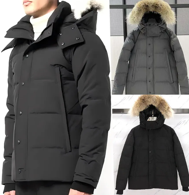Mens Puffer Canada 29 Wyndham Jacket doudoune Winter jacket Wolf fur collar Down Jacket models millans Parker collar hooded thickened coat Keep warm