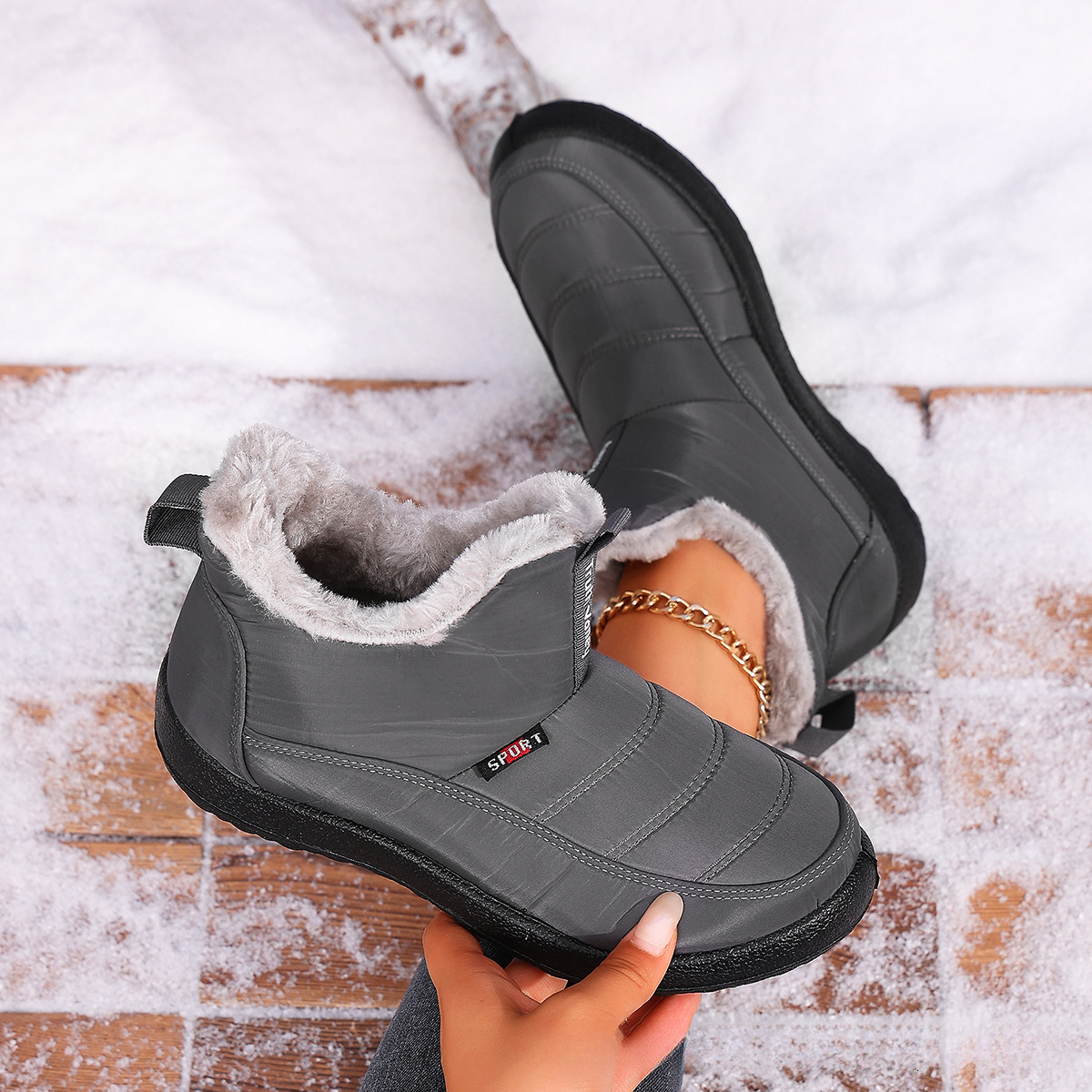 Designer Luxury Men's Snow Boots, Outdoor Thermo-fleece Thickened Casual Women's Sports Shoes, Warmth Outdoor Leisure Snow Boots