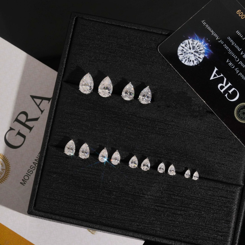 Diamond Earrings Women Men GRA Certificate Pear Cut 3prongs 925 Silver Jewelry Stud Earring Unisex Custom VVS D Moissanite Screw Back Ear Studs Zh17