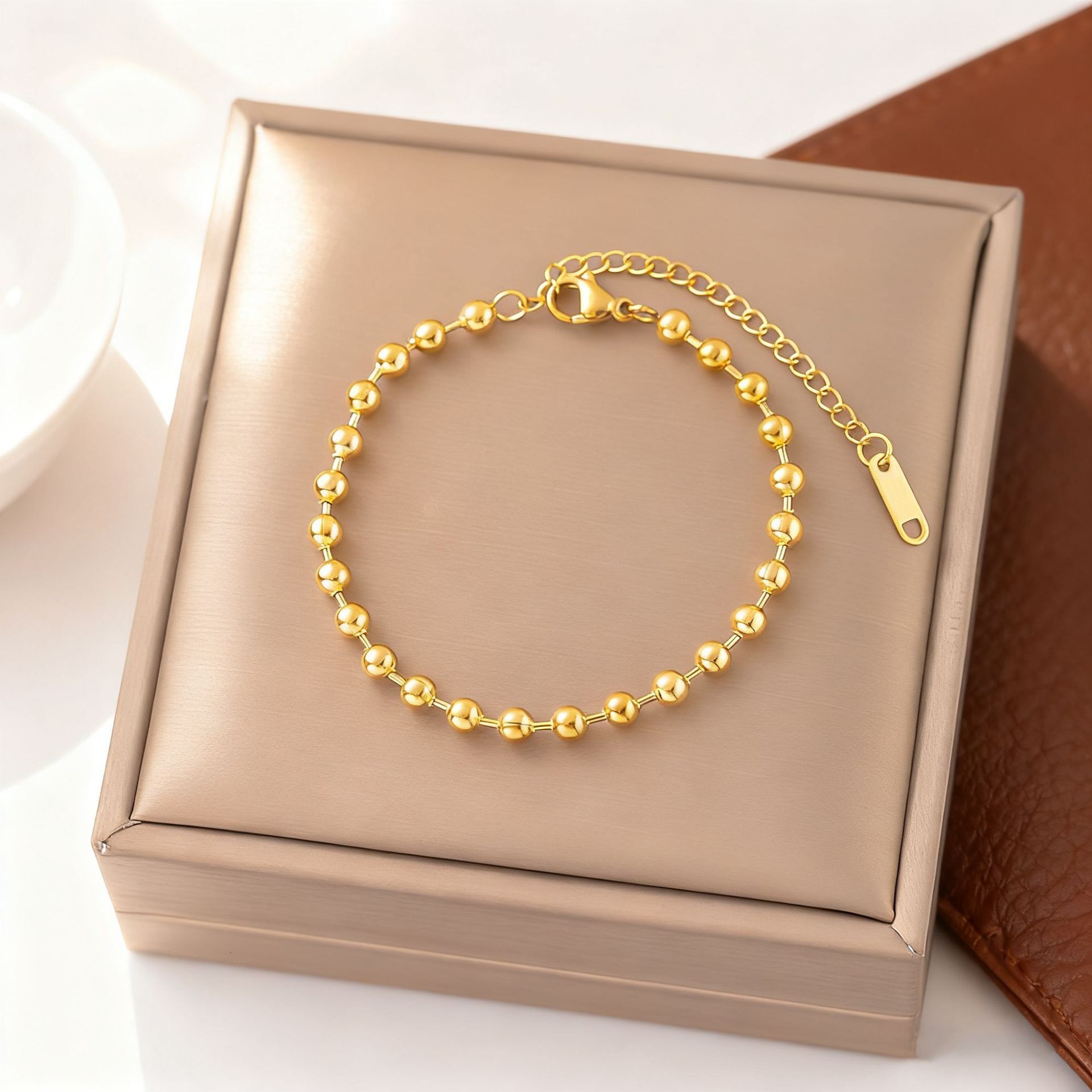 French INS Style High-End Small Round Bead Titanium Steel Bracelet For Women, Exquisite Daily Commuting Versatile Light Luxury Jewelry
