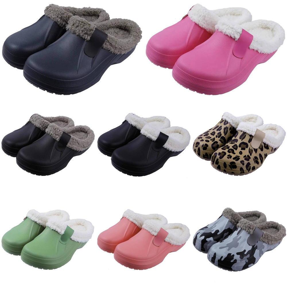Designer slippers Women Men Fur Lined Clogs Memory Tiger stripe color Foam Warm Fuzzy Slippers Winter Waterproof Indoor Outdoor Comfortable