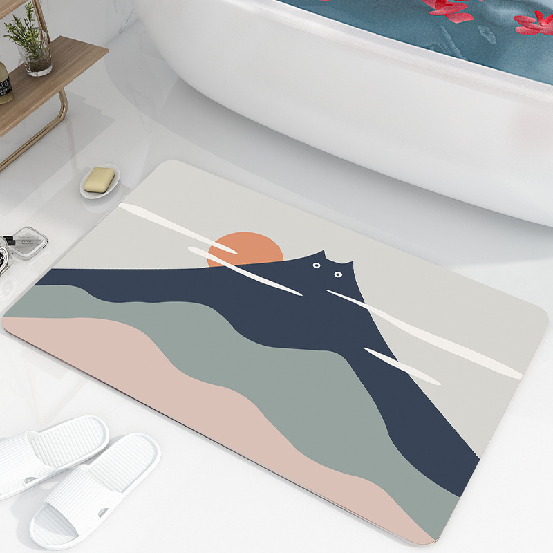 Soft diatomaceous earth bathroom mat, cartoon absorbent foot mat, toilet anti-slip mat, quick-drying tablecloth.858401