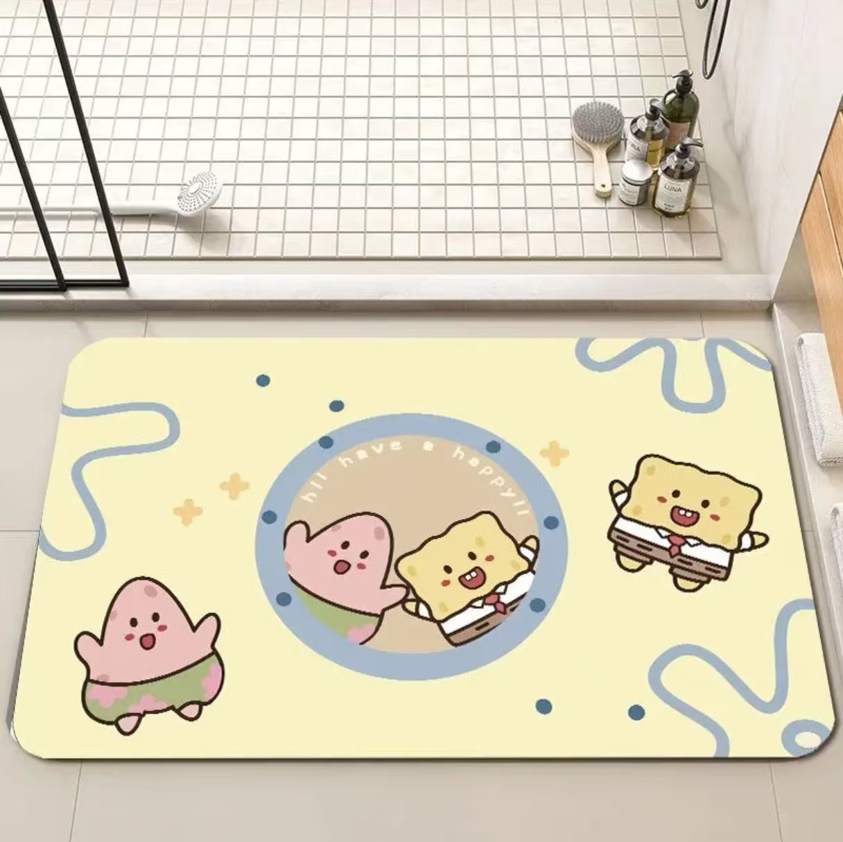 Tapis de sol de style terre de diatomées de dessin animé, tapis de salle de bain à domicile, tapis de porte d'entrée, tapis de toilette, nappe.XY